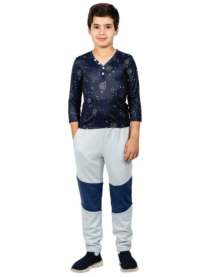 زيسي تي شيرت بياقة سبعة للأولاد بأكمام ثلاثة أرباع